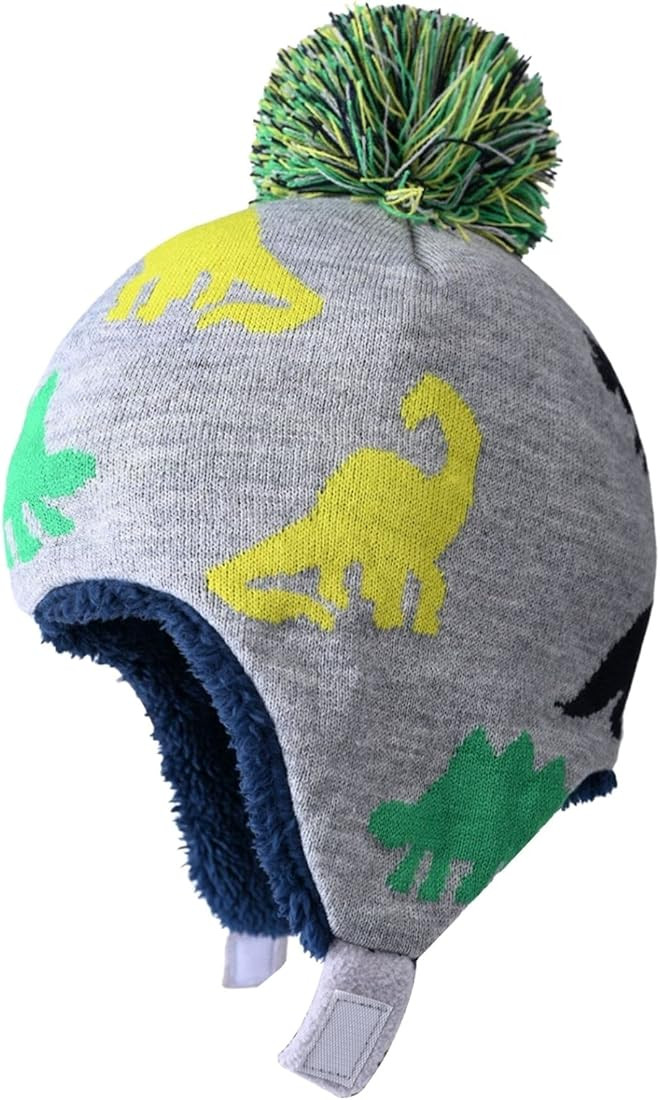 accsa Kids Trapper Hat Winter Earflap Hat Girls Stripe Knit Thermal Fleece Lined Pom Hat | Amazon (US)