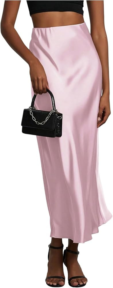 SHENHE Women's Satin Maxi Skirts High Waisted A Line Long Skirts Elegant Office Skirts | Amazon (US)