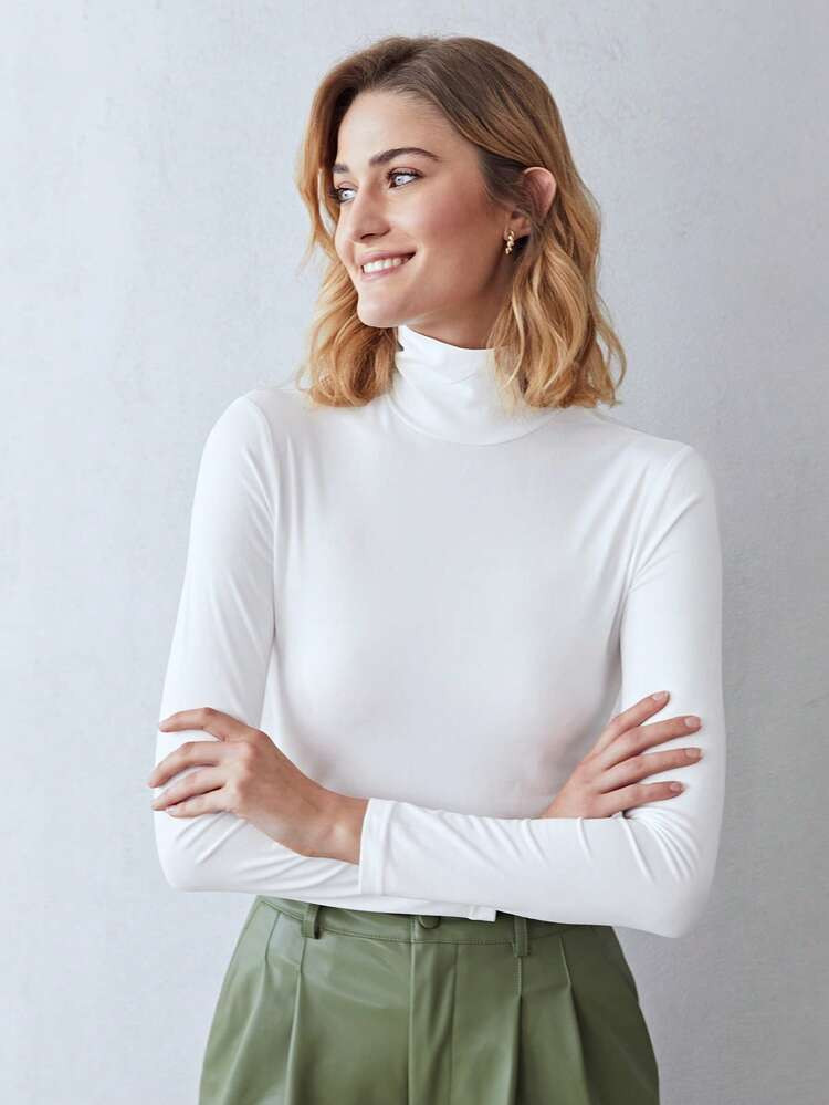 MOTF PREMIUM SLIM HIGH NECK T-SHIRT | SHEIN