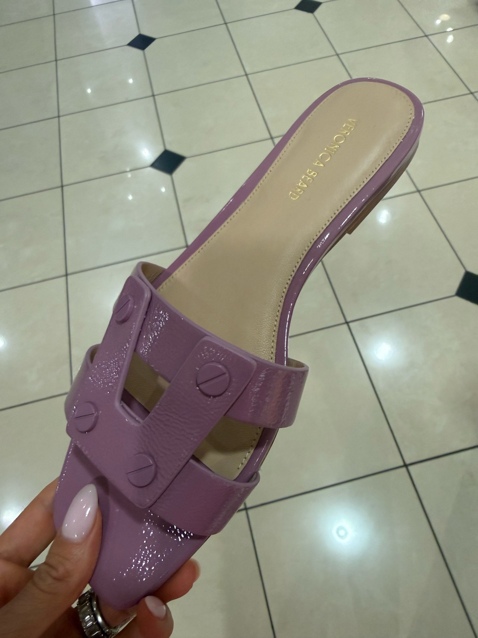 Love the color of these flat sandals for summer! Also come in other colors
