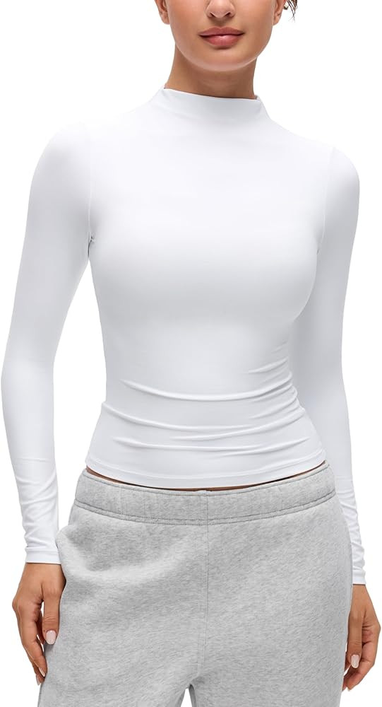 CRZ YOGA Softembrace Mock Neck Long Sleeve Shirts for Women - Casual Going Out Comfort Tops Soft ... | Amazon (US)