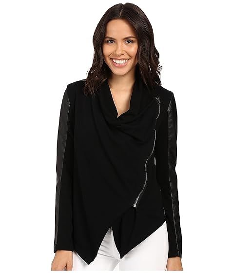 Blank NYC Black Vegan Leather Sleeved Jacket | Zappos