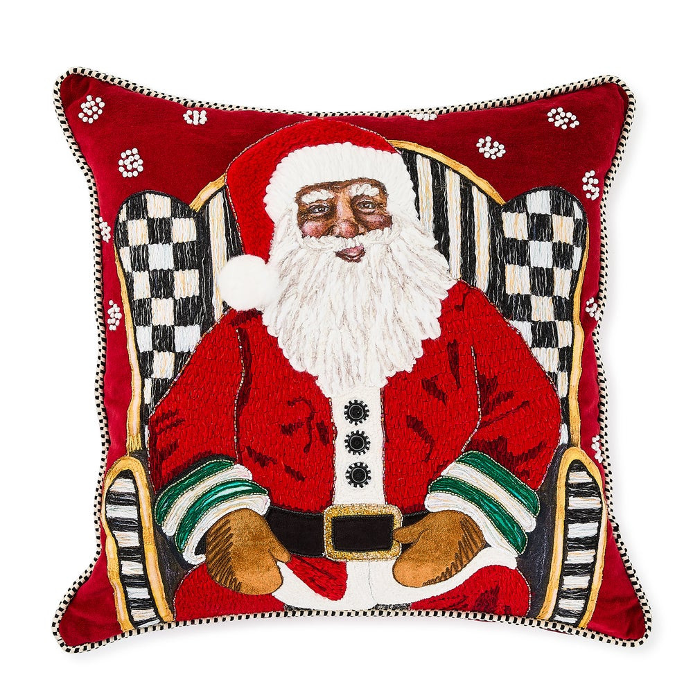 Holiday Black Santa Throw Pillow | MacKenzie-Childs