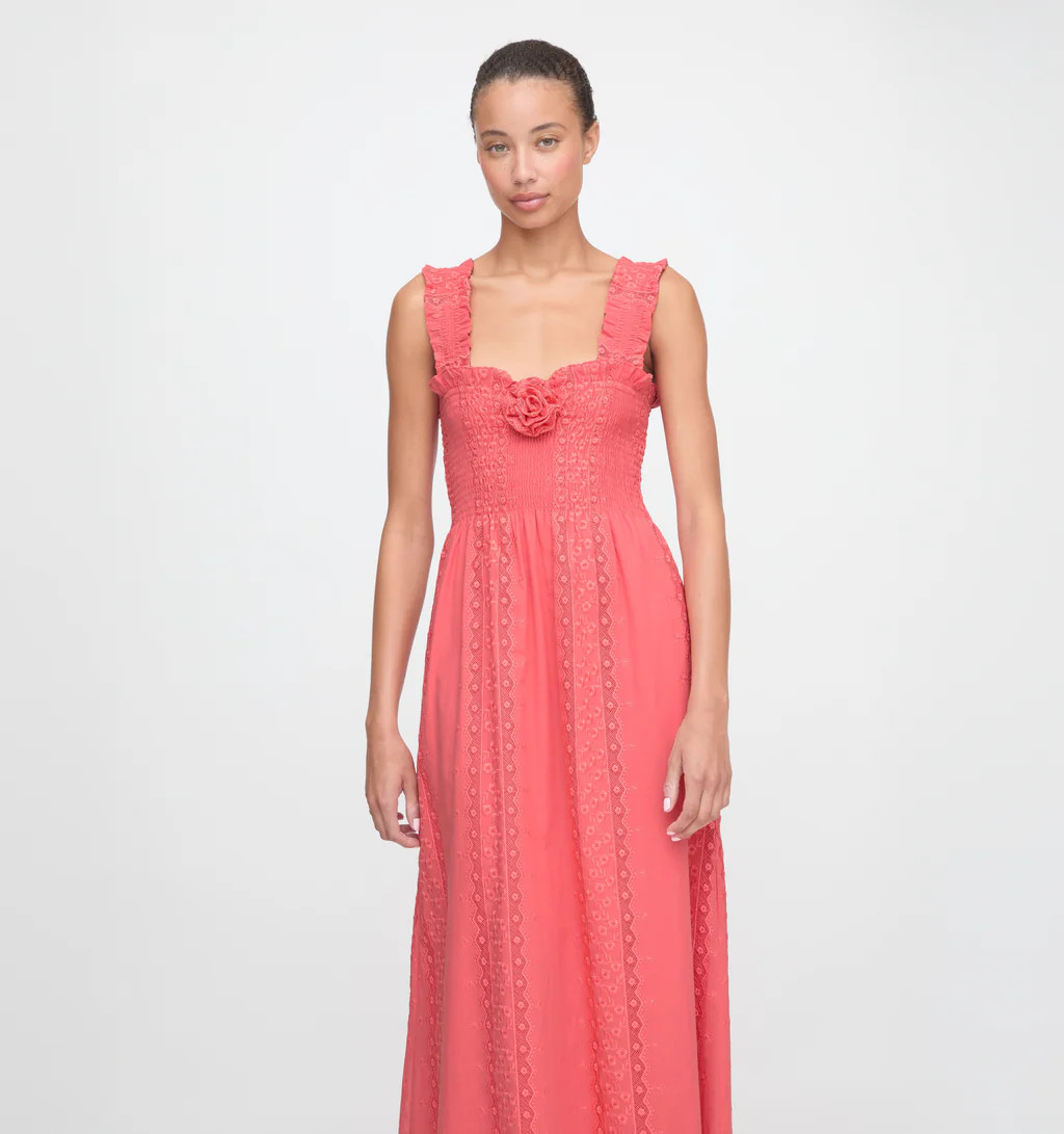 The Rosetta Nap Dress - Coral Voile Broderie | Hill House Home US