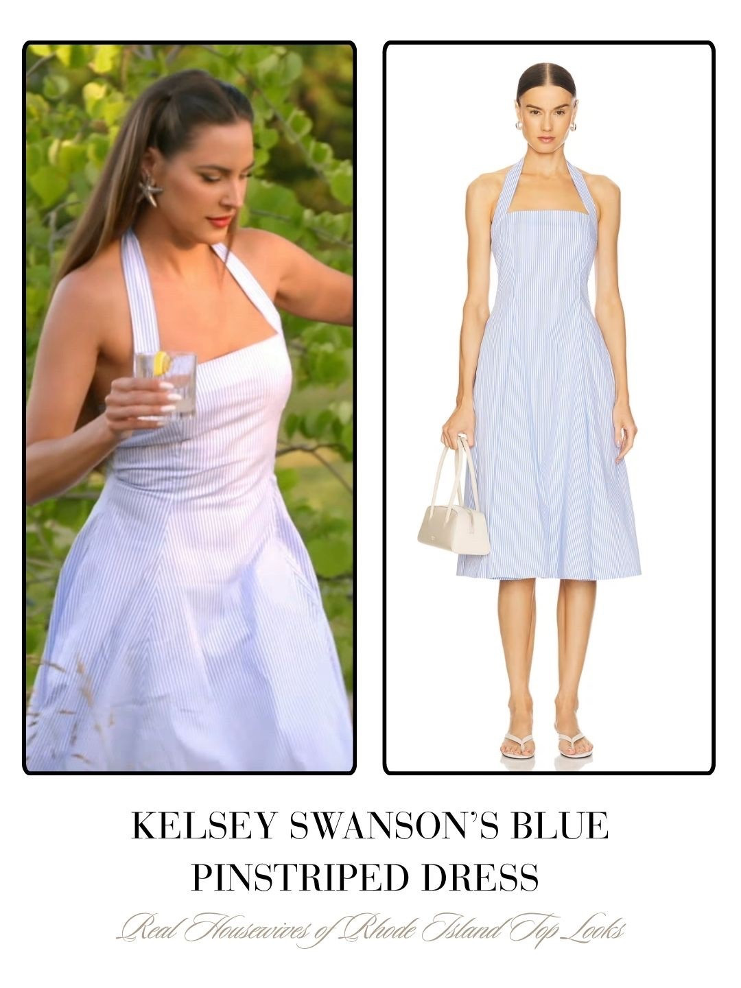 Kelsey Swanson’s Blue and White Striped Dress on The Real Housewives of Rhode Island Season 1 Episode 1