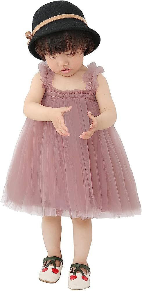 AGQT Baby Girls Tutu Dress Sleeveless Kids Tulle Princess Birthday Party Dresses Formal Gowns Siz... | Amazon (US)