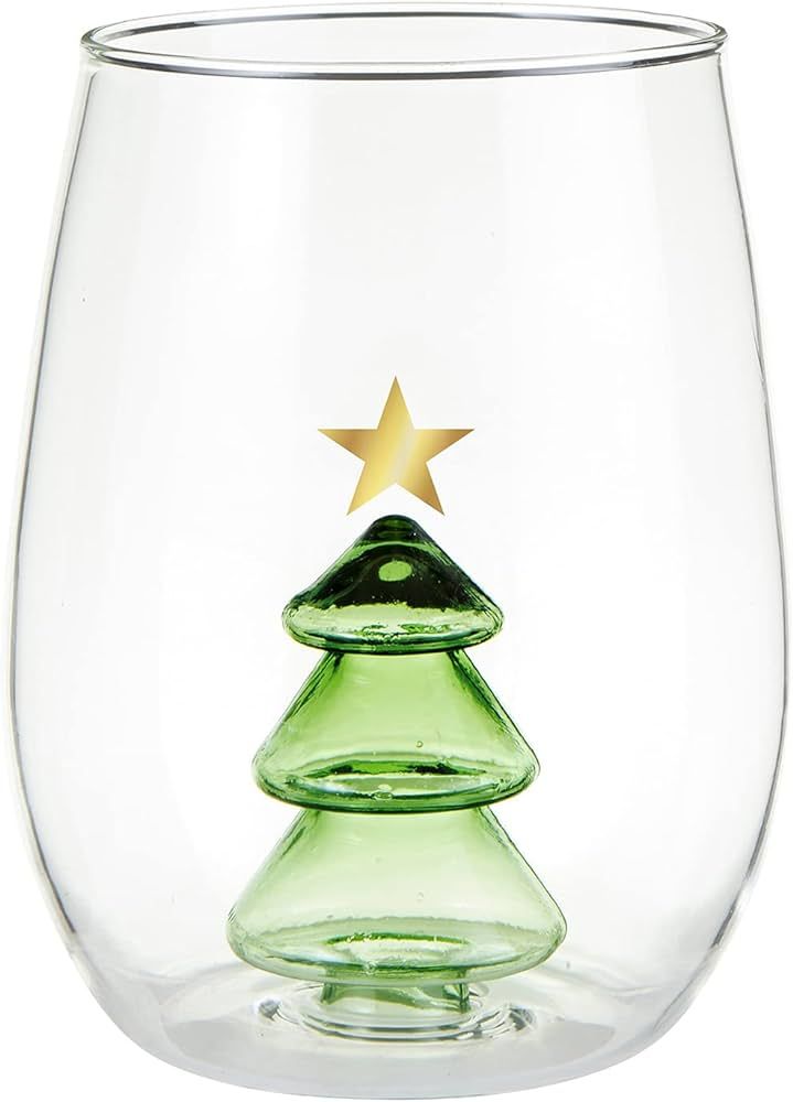 Slant Collections Holiday Stemless Wine Glass, 16-Ounce, 3D Christmas Tree | Amazon (US)