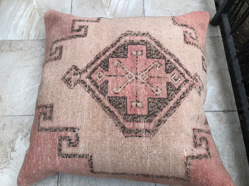 Garden Pillow,36x36 Inches ,Pillow Cover Rug , Hand Made Wool ,Carpet Pillow,Vintage Home Decor R... | Etsy (US)