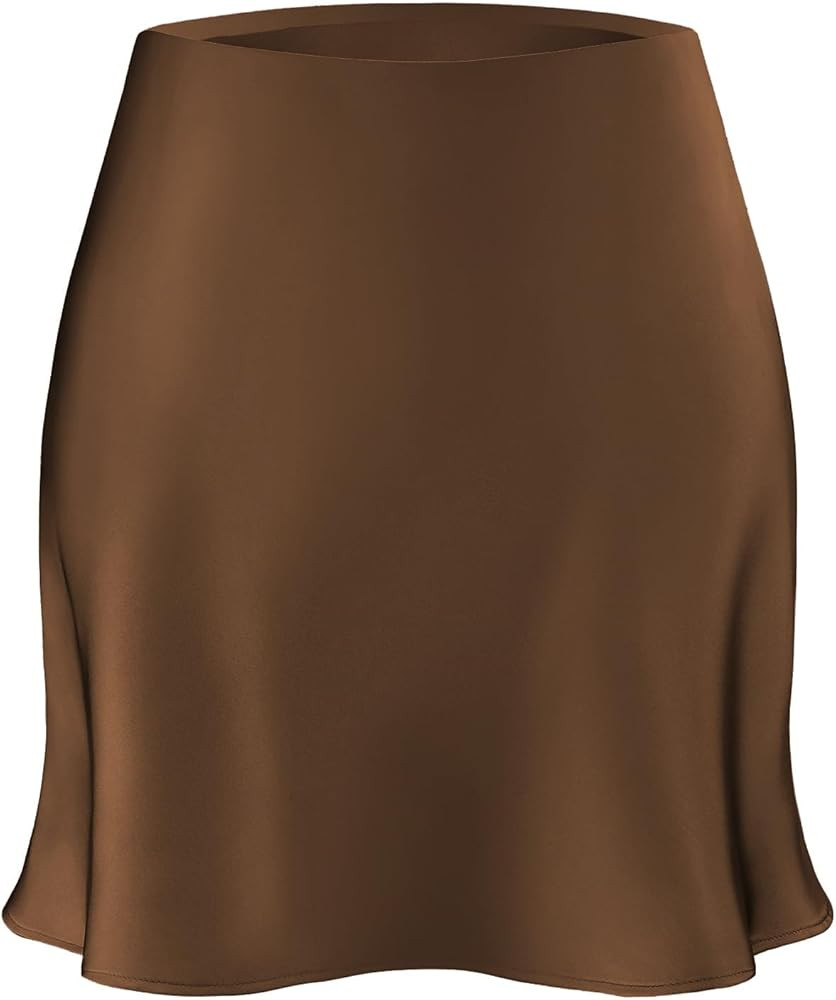 Women's Satin Mini Skirt Leopard Print High Waist Elastic Y2k Cute Silk Short Skirts for Women | Amazon (US)