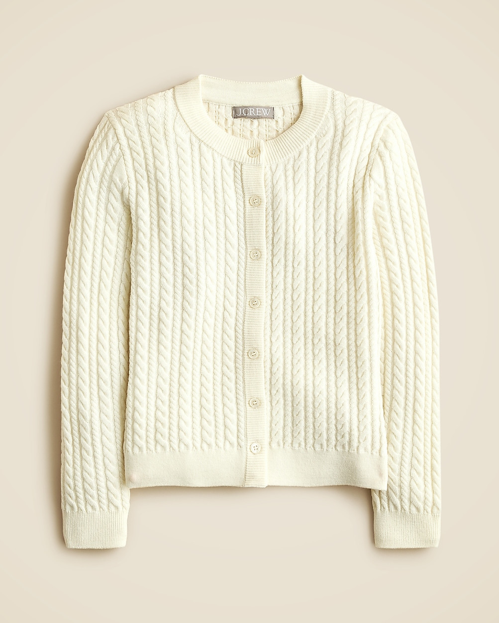 Cable-knit crewneck cardigan in merino wool | J. Crew US