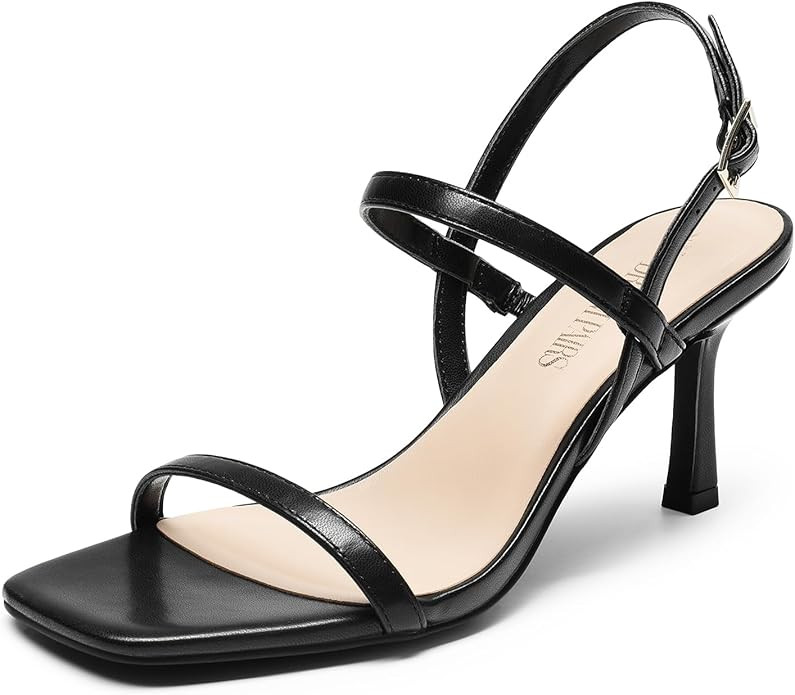 DREAM PAIRS Womens Slingback Heels Square Open Toe Strappy Sandals Ankle Strap High Heeled Dressy... | Amazon (US)