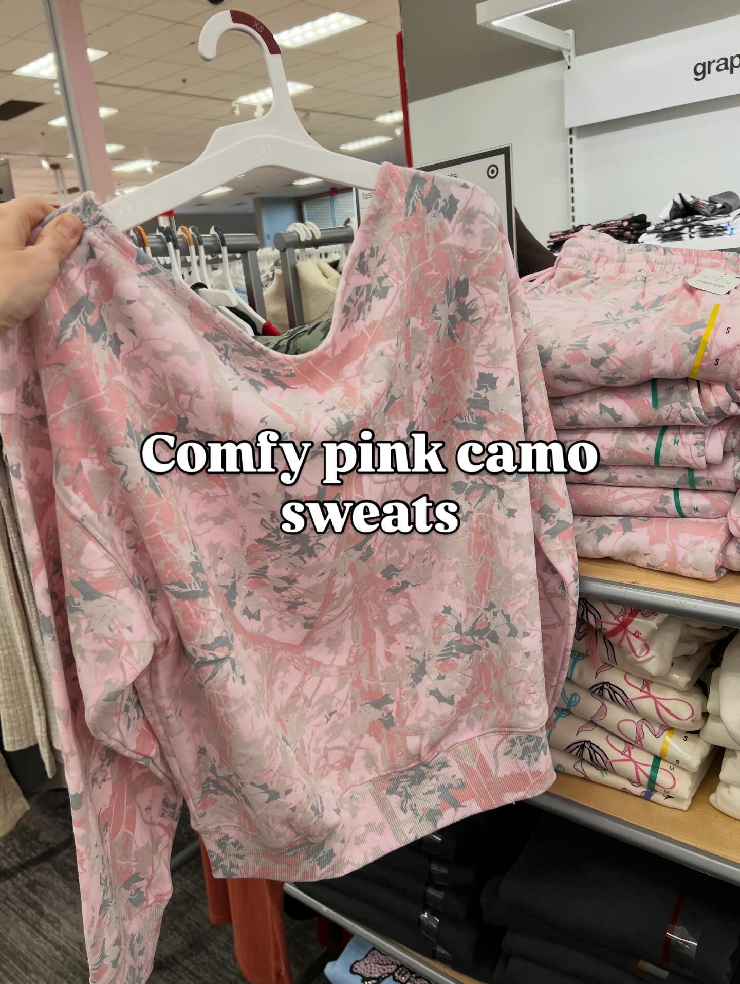 Pink camo sweatshirt and wide leg sweatpants at Target #targetstyle 