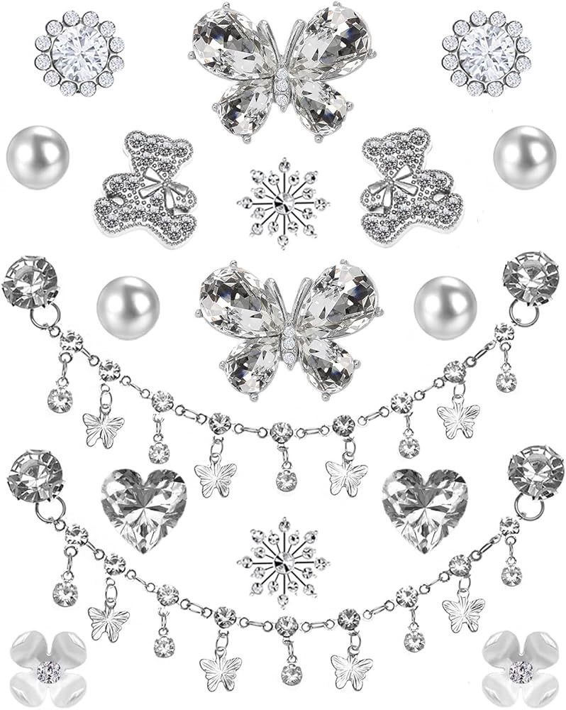 Rhinestone Bling Shoe Charms Designer Jewelry Accessories for Women Girls Luxury Rhinestone Butte... | Amazon (US)