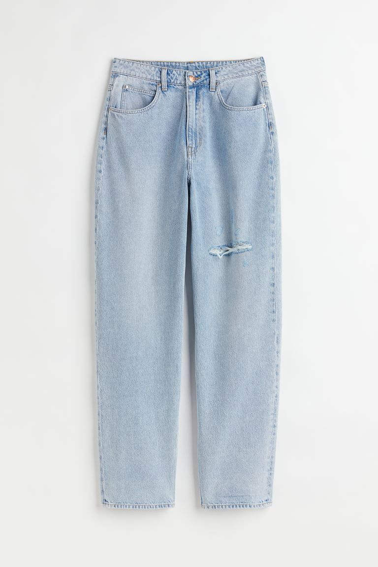 Loose-fit, 5-pocket jeans in thick cotton denim. Extra-high waist, zip fly with button, and dropp... | H&M (US)