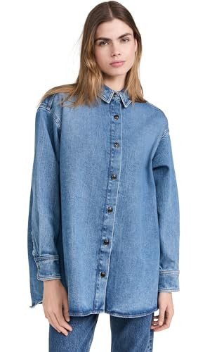 Good American Women's Denim Oversized Shirt, Indigo599, Blue, L-XL | Amazon (US)