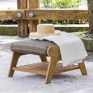 Judah Teak Outdoor Adirondack Ottoman | Grandin Road