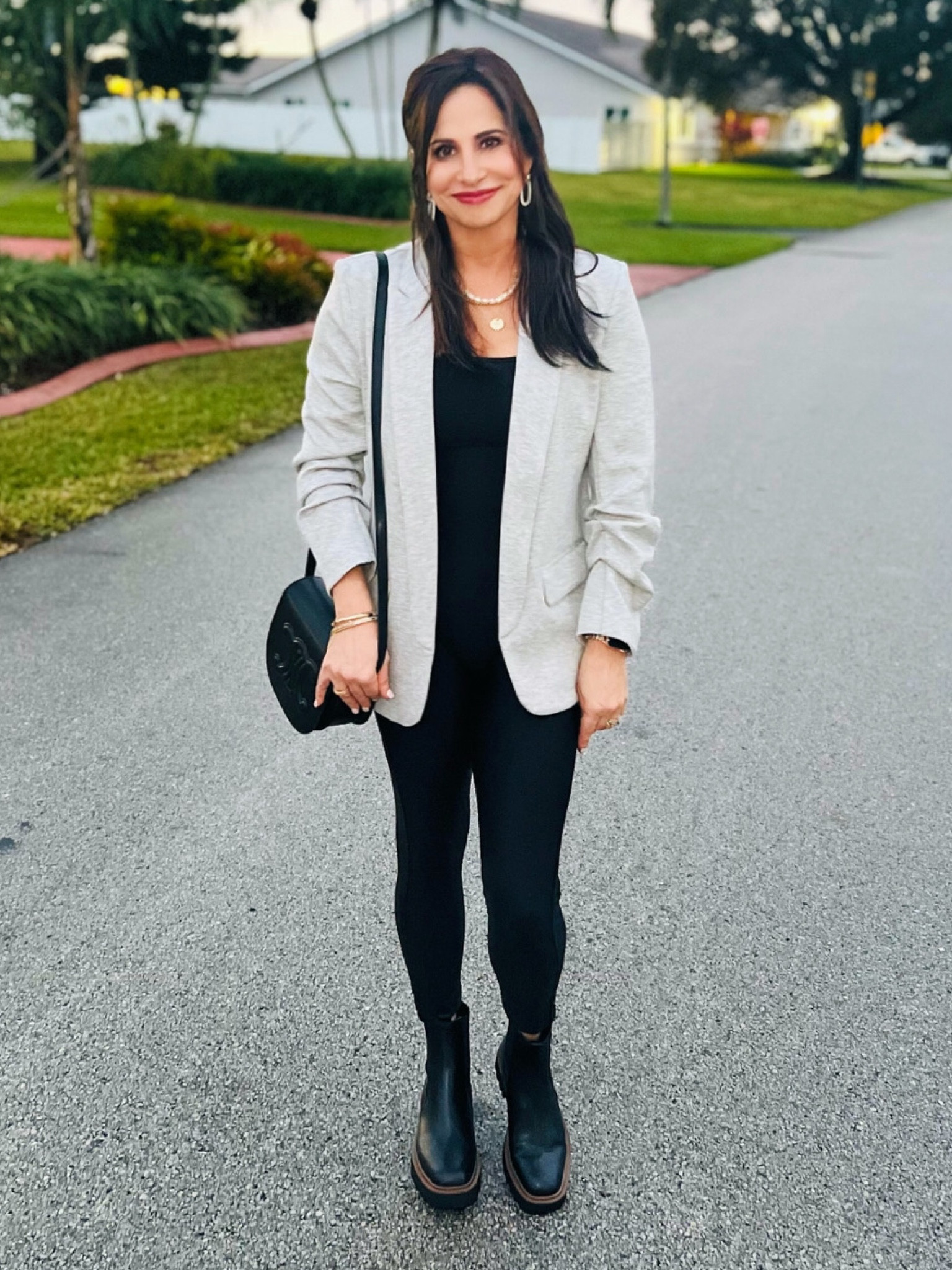 Blazer size sm , Romper with great shape wear size sm , Waterproof lug booties TTS 

#LTKstyletip #LTKSeasonal #LTKover40