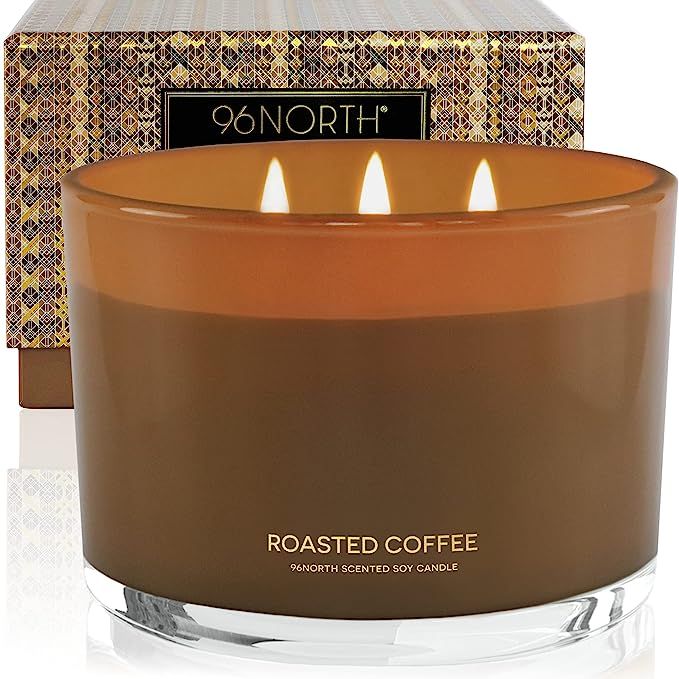 96NORTH Luxury Coffee Soy Candle | Large 3 Wick Jar Candle | Up to 50 Hours Burning Time | 100% N... | Amazon (US)
