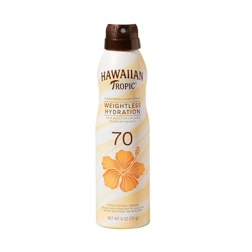 Hawaiian Tropic Weightless Hydration Sunscreen Spray SPF 70, 6oz | High SPF Sunblock, Oxybenzone Free, Hawaiian Tropic Spray Sunscreen, 6oz | Amazon (US)