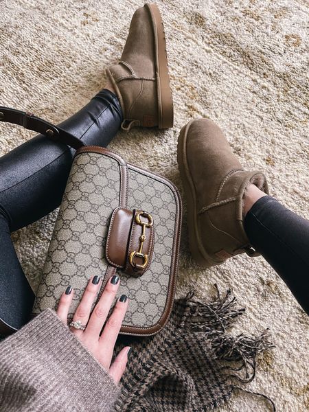 Ultra mini Ugg boots, faux leather leggings, Gucci horsebit bag

#LTKshoecrush #LTKitbag #LTKunder100