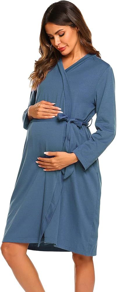 Ekouaer Maternity Robe Labor Delivery Nursing Gown Hospital Breastfeeding Dress Bathrobes | Amazon (US)