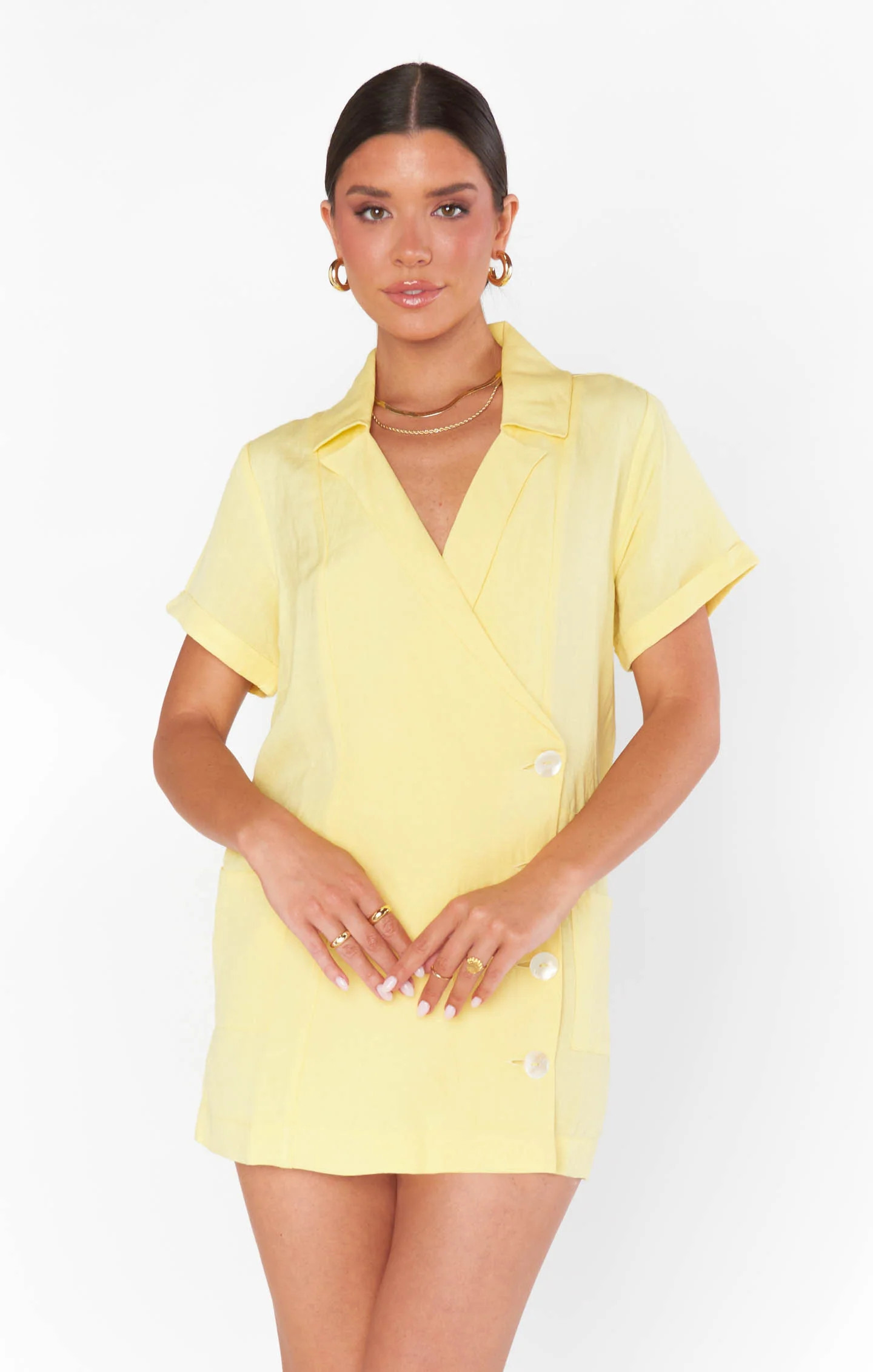 Bicoastal Blazer Romper ~ Butter Yellow Linen | Show Me Your Mumu