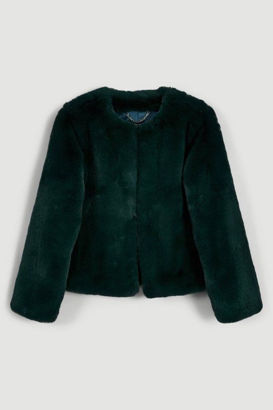 Long Sleeve Faux Fur Short Coat | Karen Millen UK + IE + DE + NL