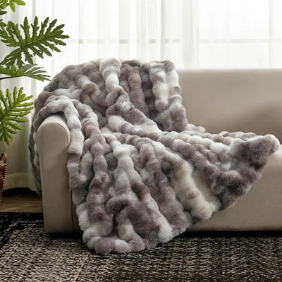 Faux Fur Throw Blanket For Couch, Fuzzy Soft Plush Thick Bubble Blanket, 60 * 80 Inches | Wayfair North America