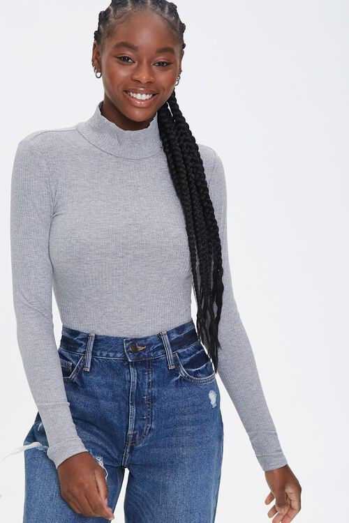 Ribbed Mock Neck Bodysuit | Forever 21 (US)