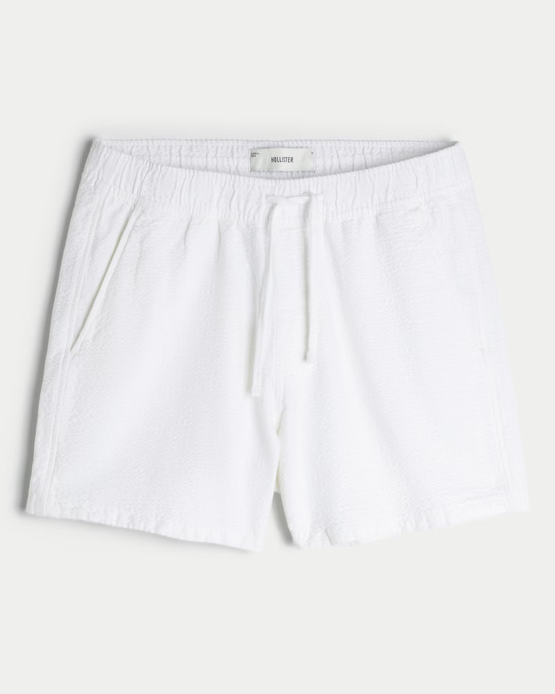 Men's Mid-Thigh Linen-Blend Seersucker Shorts from Hollister | Hollister (US)