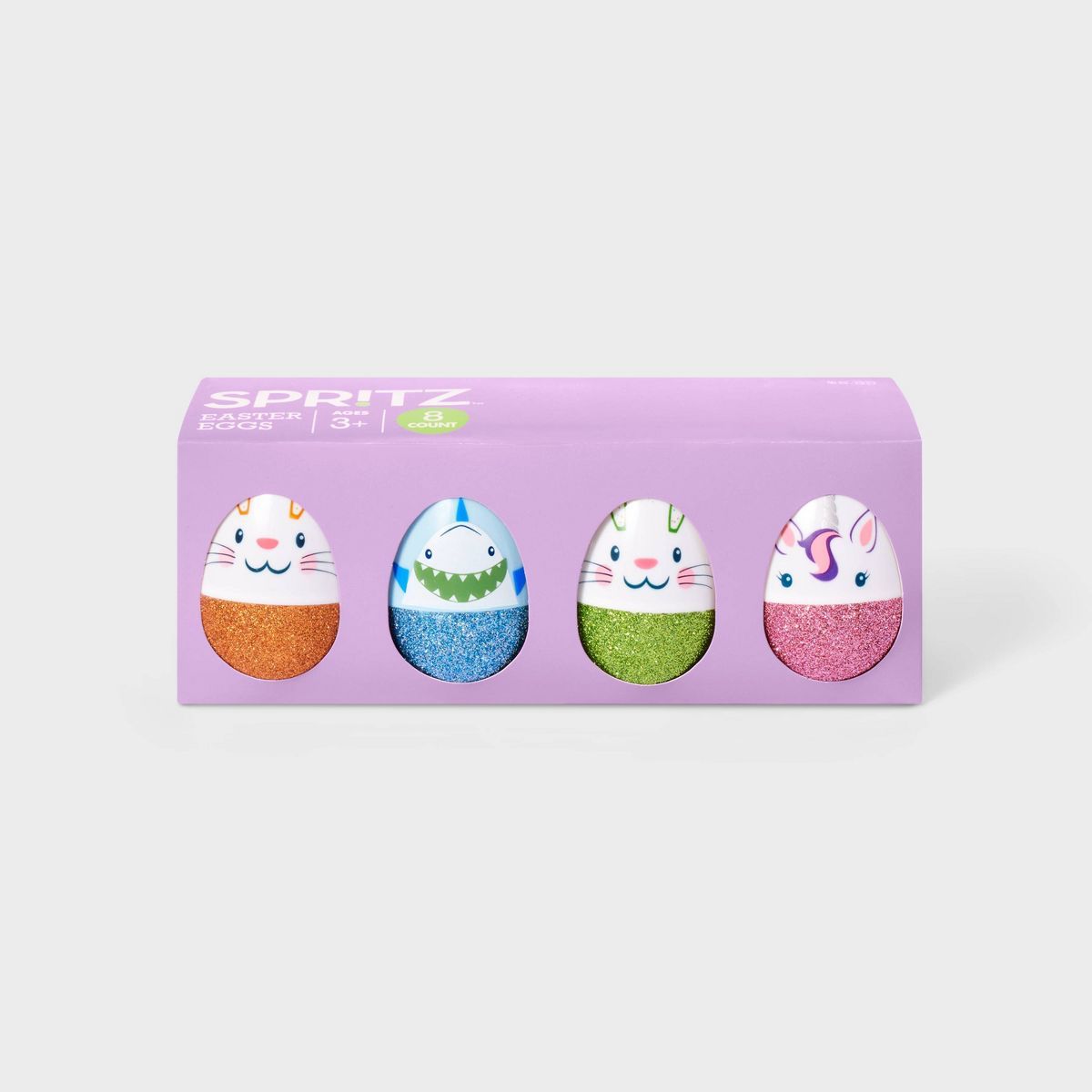 8ct Easter Fashion Plastic Eggs Glitter Animal Faces - Spritz™ | Target