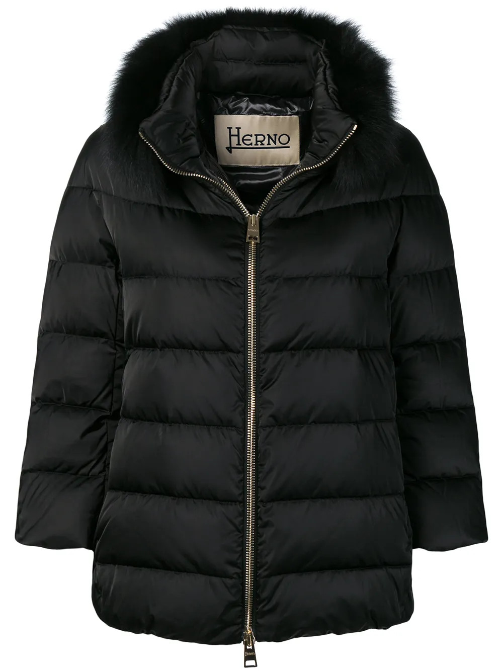 Herno fur collar puffer jacket - Black | FarFetch US