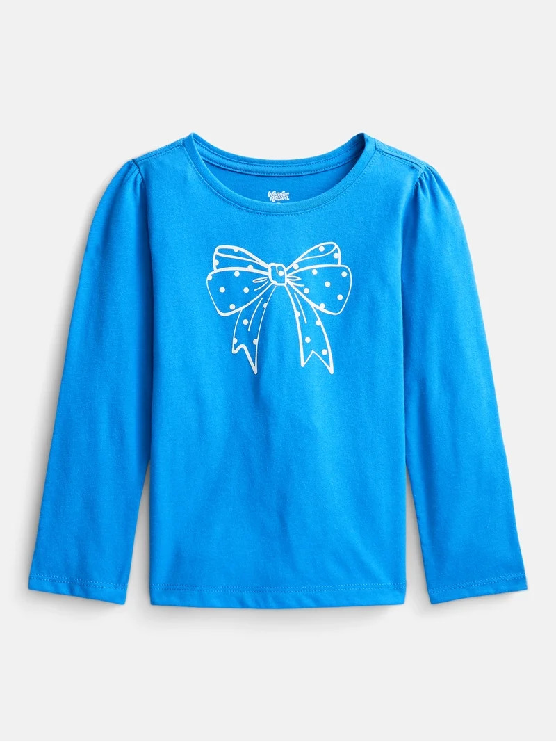 Wonder Nation Baby and Toddler Girls' Graphic Tee with Long Puff Sleeves, Sizes 0M-5T | Walmart (US)
