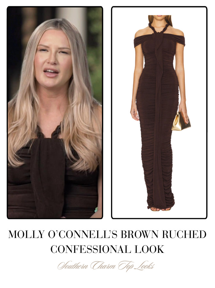 Molly O'Connell's Brown Ruched Confessional Look 

 