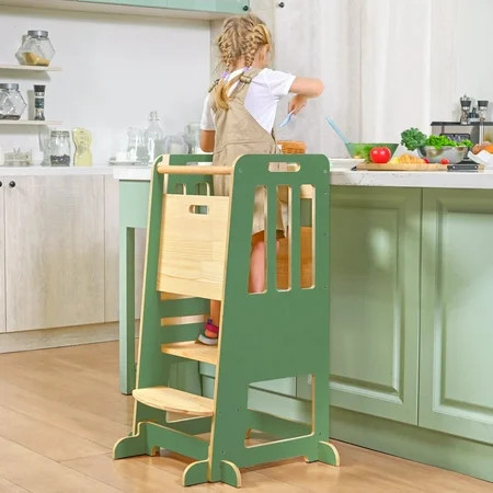 Toddler Standing Tower, Kids Kitchen Stool Helper 3 Levels Adjustable Height Wooden Toddler Step Stools for Learning New Skills | Walmart (US)