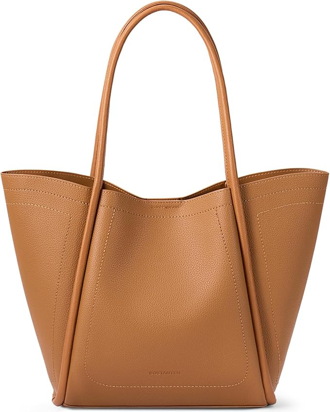 BOSTANTEN Work Purses for Women Vegan Leather Shoulder Bag Large Tote Handbag for Travel 2024 | Amazon (US)