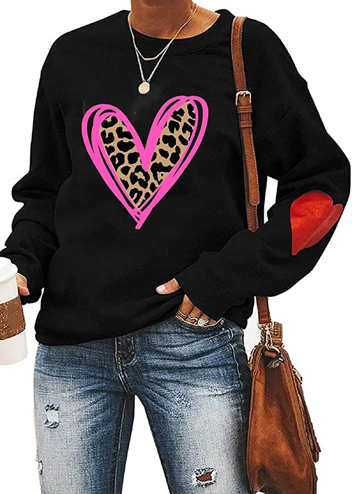 Ykomow Valentines Day Shirts Women Plaid Love Heart Valentines Day Sweatshirts Raglan Tops | Amazon (US)