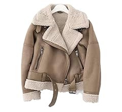 LY VAREY LIN Women's Faux Shearing Moto Jacket Thick Lined Parka Winter Shearling Coat Leather Ja... | Amazon (US)