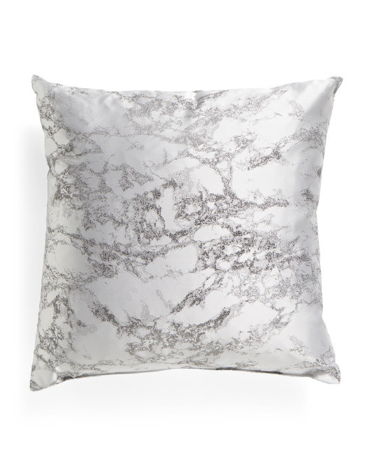 Made In Usa 22x22 Silver Shattered Metallic Pillow | TJ Maxx