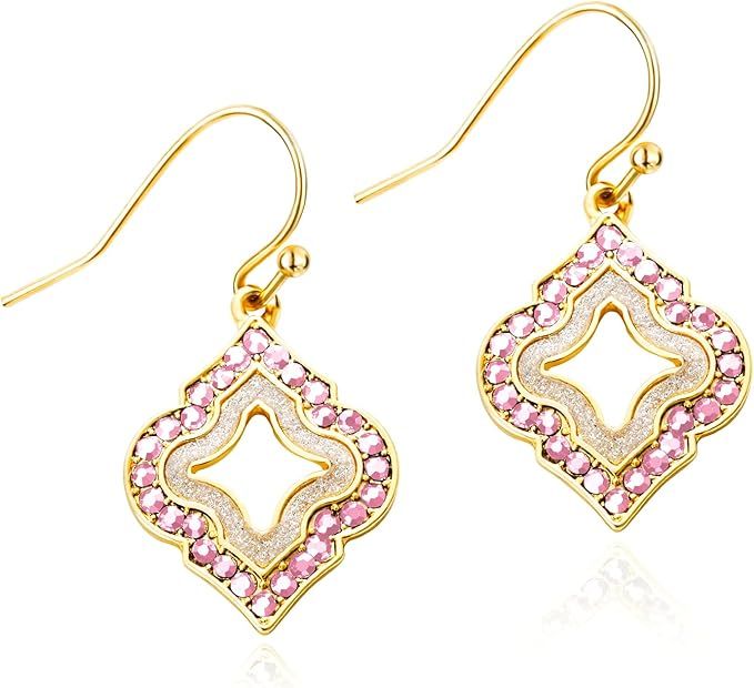 Gold Dangle Earrings: Black Diamond Drop Dainty Rhombus Bohemian Fashion Jewelry for Women Girls ... | Amazon (US)