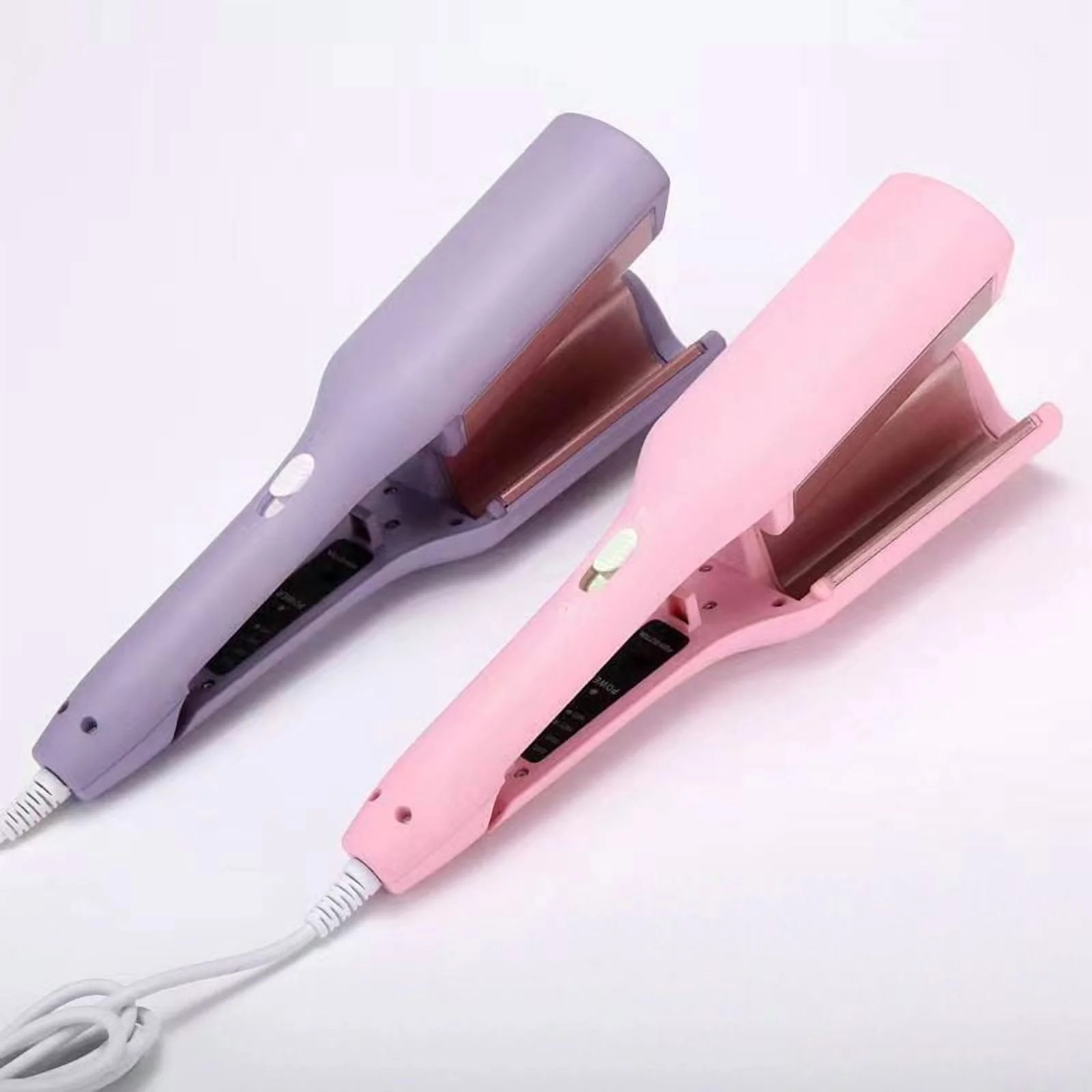 Goolioo Curling Iron Hair Crimper, 1.25 Inch Ionic Hair Curler, Beach Waves Curling Wand, Pink | Walmart (US)