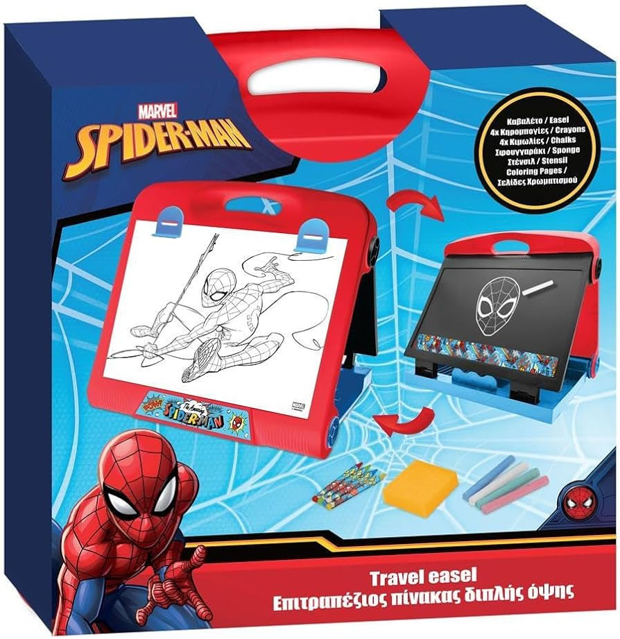 Spiderman 2-in-1 Double-Sided Tabletop Easel | Whiteboard & Chalkboard Art Set for Kids | Drawing... | Amazon (UK)
