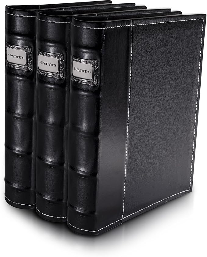 Bellagio-Italia Black DVD Storage Binder Set - Stores Up to 144 DVDs, CDs, or Blu-Rays - Stores D... | Amazon (US)