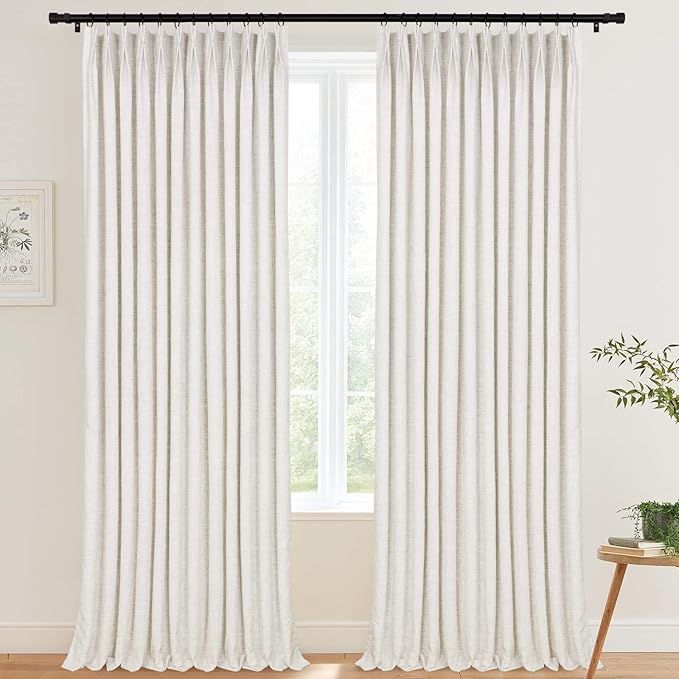 HOMERILLA Pinch Pleated Lille Linen Curtains for Living Room Bedroom Patio Door (Custom) 1 Panel | Amazon (US)