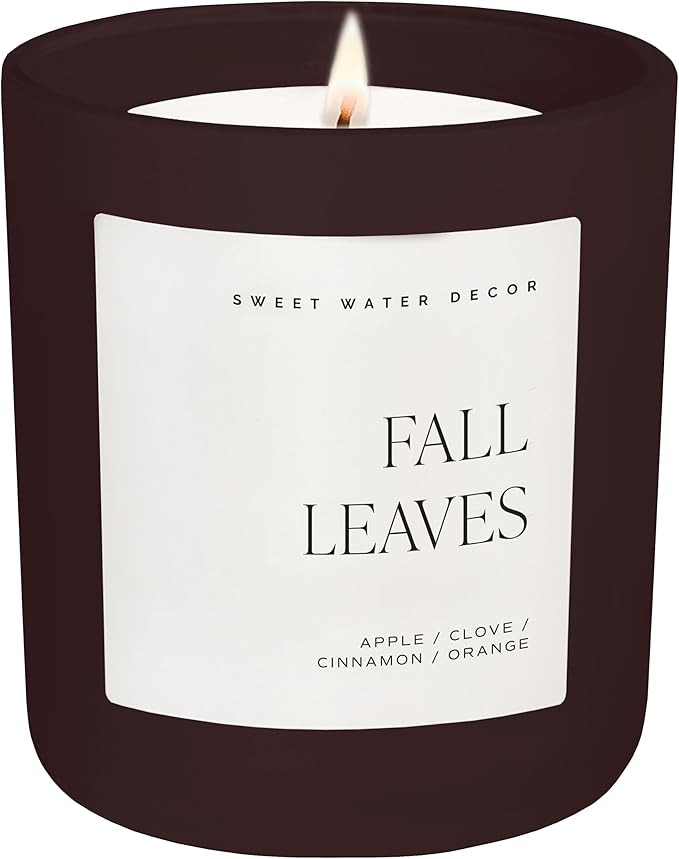 Sweet Water Decor Fall Leaves Candle, Large 15oz Jar, Soy Blend Wax Scented with Apple, Berry & C... | Amazon (US)