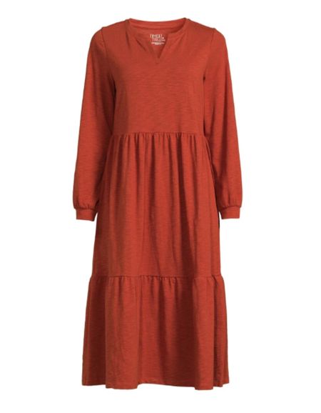 Knit tiered fall midi dress at Walmart! Fall dresses! Walmart fashion! 