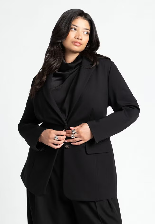 The Ultimate Stretch Long Two Button Blazer | Eloquii