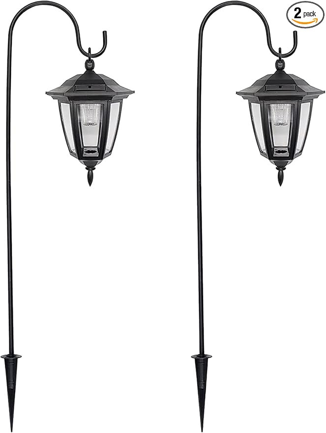MAGGIFT 34 Inch Hanging Solar Lights, Decorative Garden Lanterns with 2 Shepherd Hooks, Solar Pow... | Amazon (US)