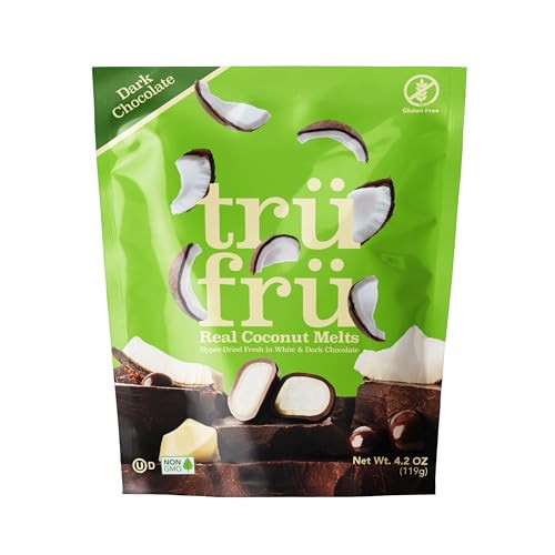 Tru Fru Real Coconut Melts Hyper-Dried Fresh in White & Dark Chocolate, Premium Gourmet Freeze Dried Fruit Snack, 4.2 oz | Amazon (US)