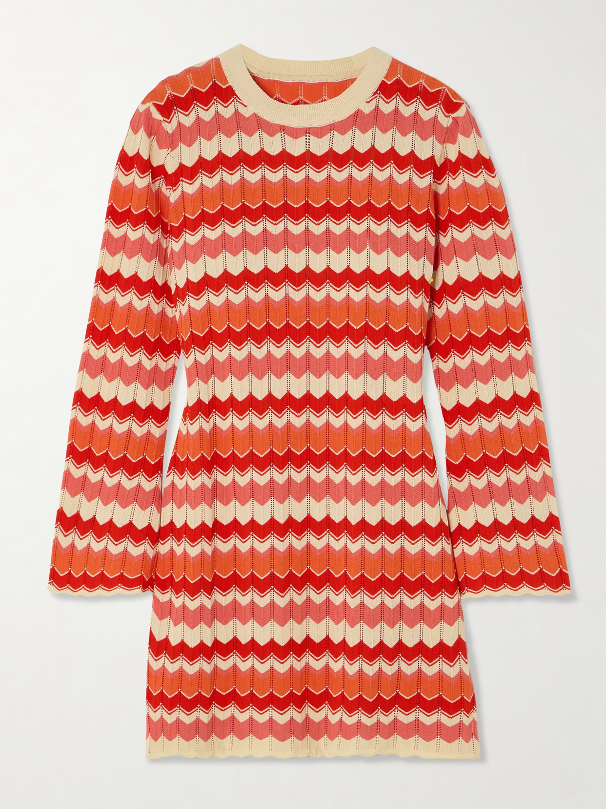 RIXO - Mylene Striped Open-knit Cotton Mini Dress - Red | NET-A-PORTER (US)